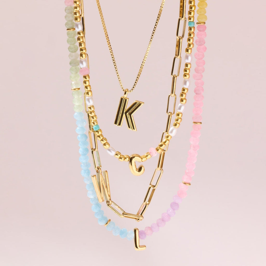 Initial Ombre Stone Bead Choker