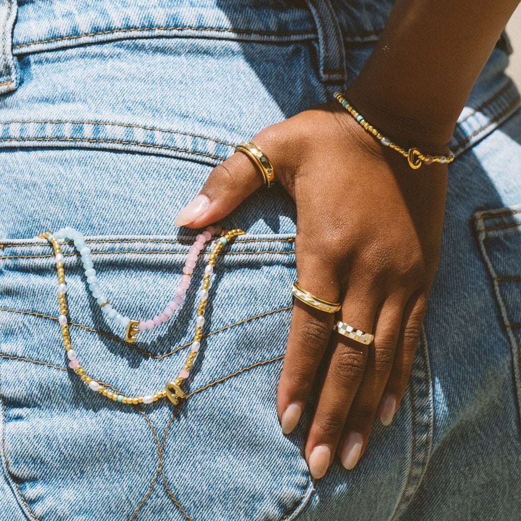 Initial Ombre Stone Bead Choker