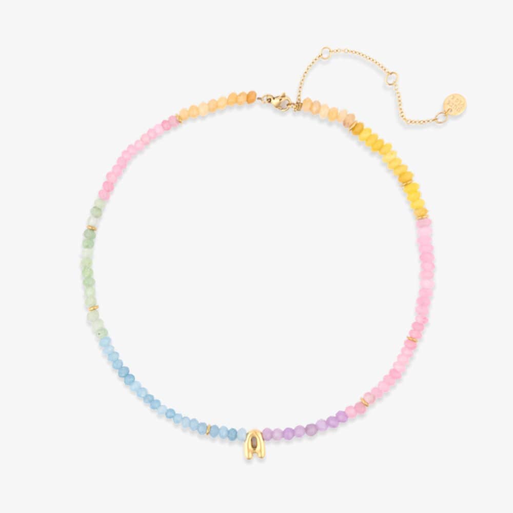 Initial Ombre Stone Bead Choker