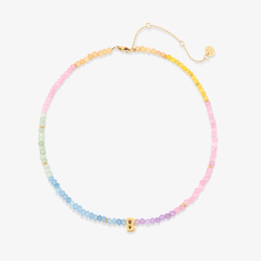 Initial Ombre Stone Bead Choker