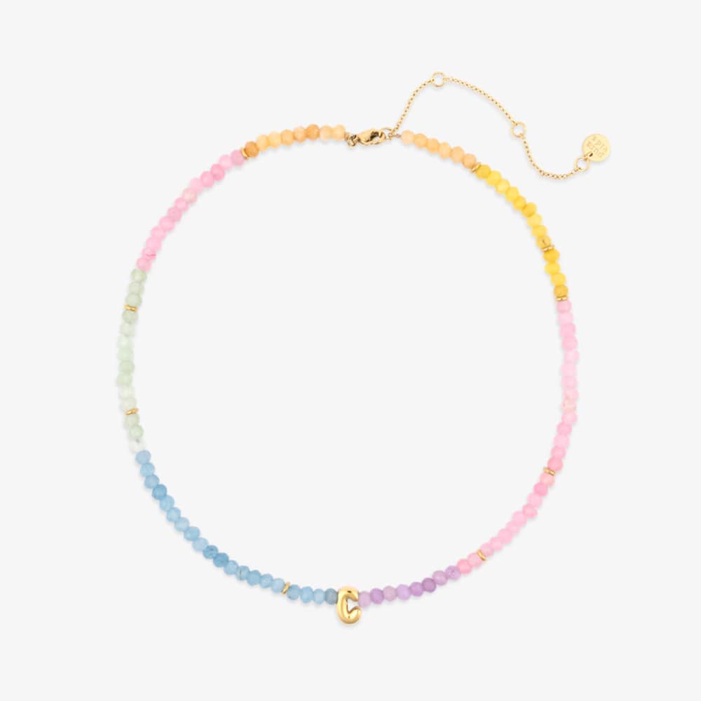 Initial Ombre Stone Bead Choker