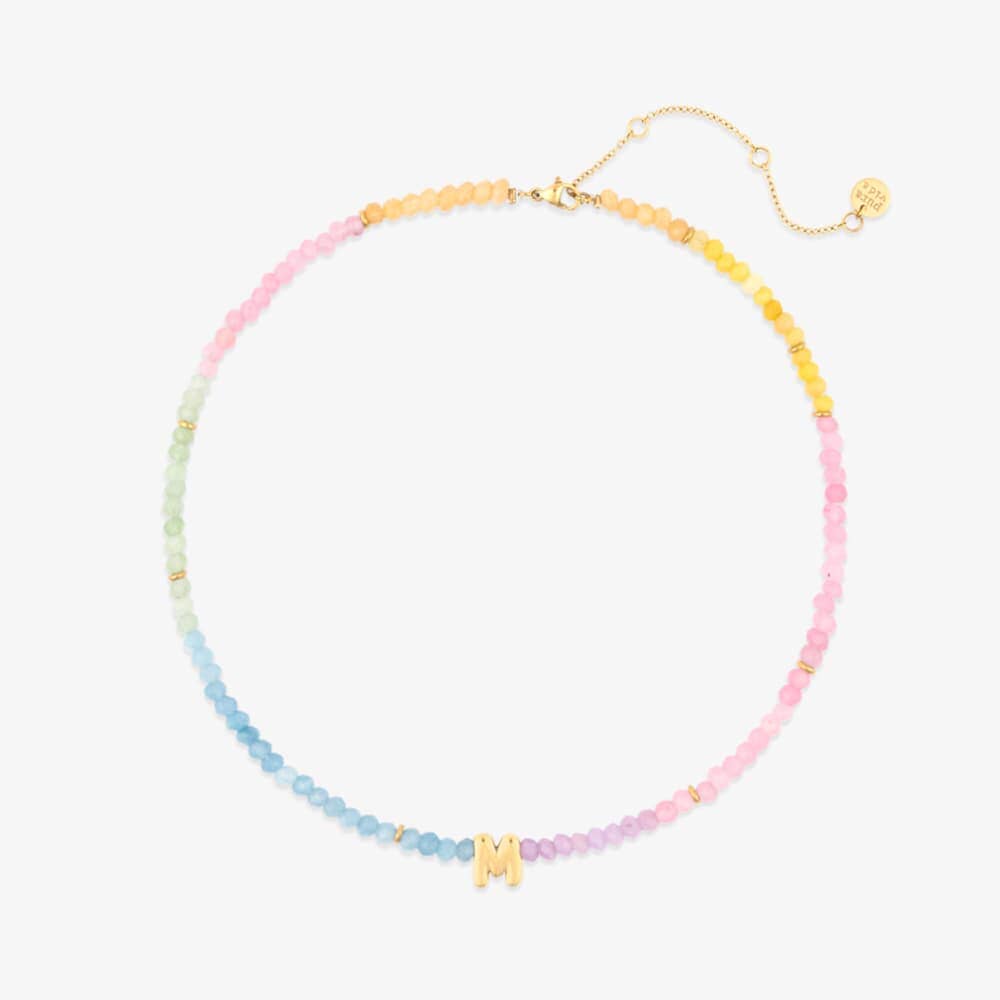 Initial Ombre Stone Bead Choker