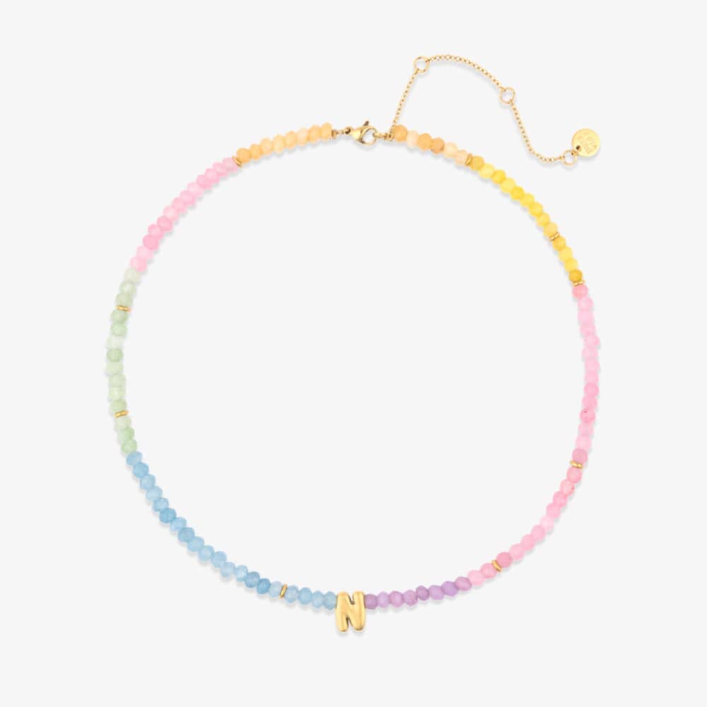 Initial Ombre Stone Bead Choker