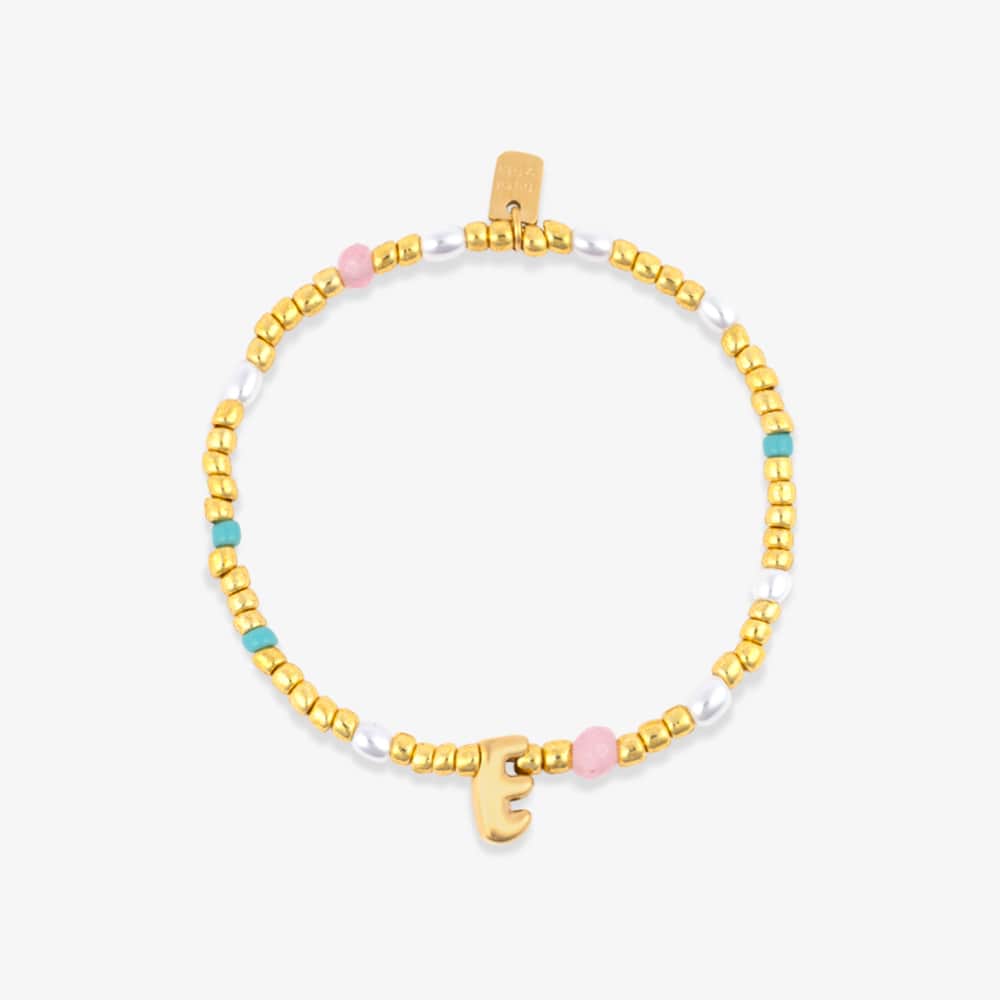 Initial Pearl & Seed Bead Stretch Bracelet