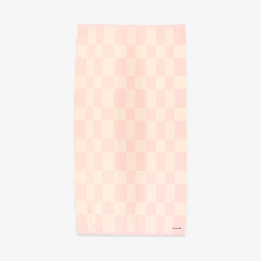 Serviette à damier rose et blanc