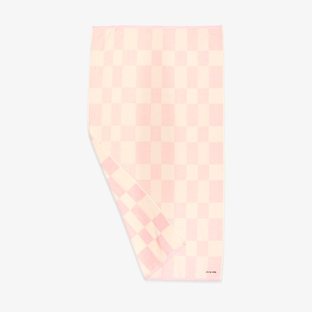 Serviette à damier rose et blanc