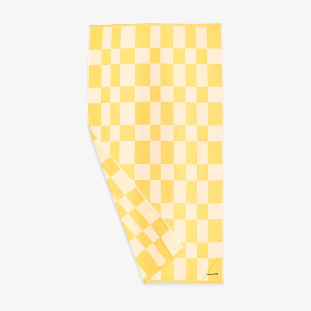Serviette à damier jaune et blanc